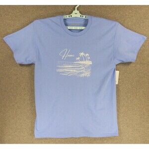 Hawaii Beach Palm Trees Mens TShirt Large Blue Big Island Tropical Kona Marlin